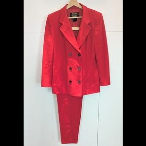 Escada Vintage Red Double Breasted Suit Jacket and Pants set size medium/large